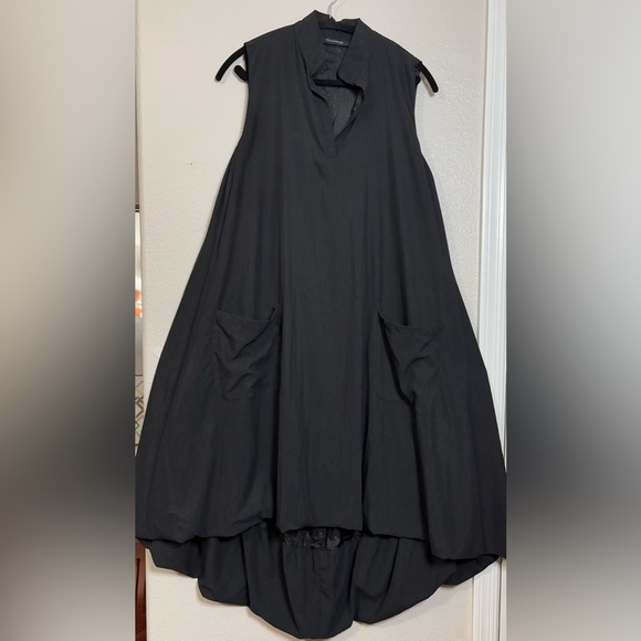 Polo Garage High/Low Maxi/Midi Black Sleeveless Dress with Pockets, V Neck Small - Picture 8 of 16